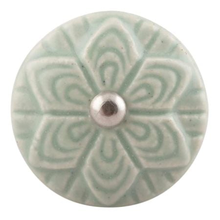 Sage Green Ceramic Flower Cabinet Knobs Online